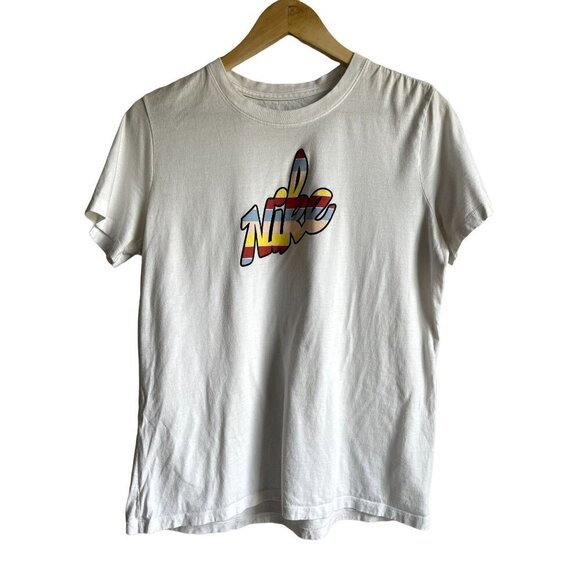 The Nike Tee White Short Sleeve Stripe Logo T-Shirt Size Large - Picture 2 of 6